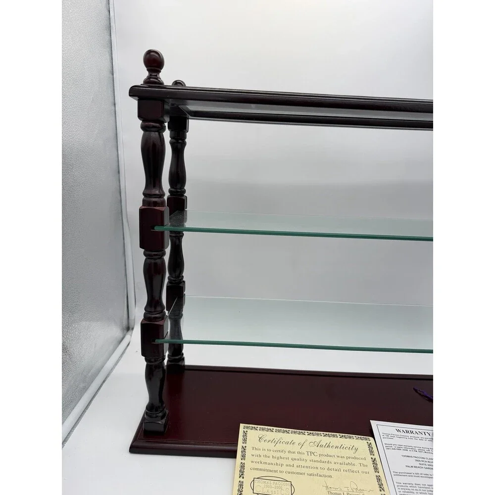 Vintage Thomas Pacconi Classics Wooden Mahogany Wall Shelf Glass Display